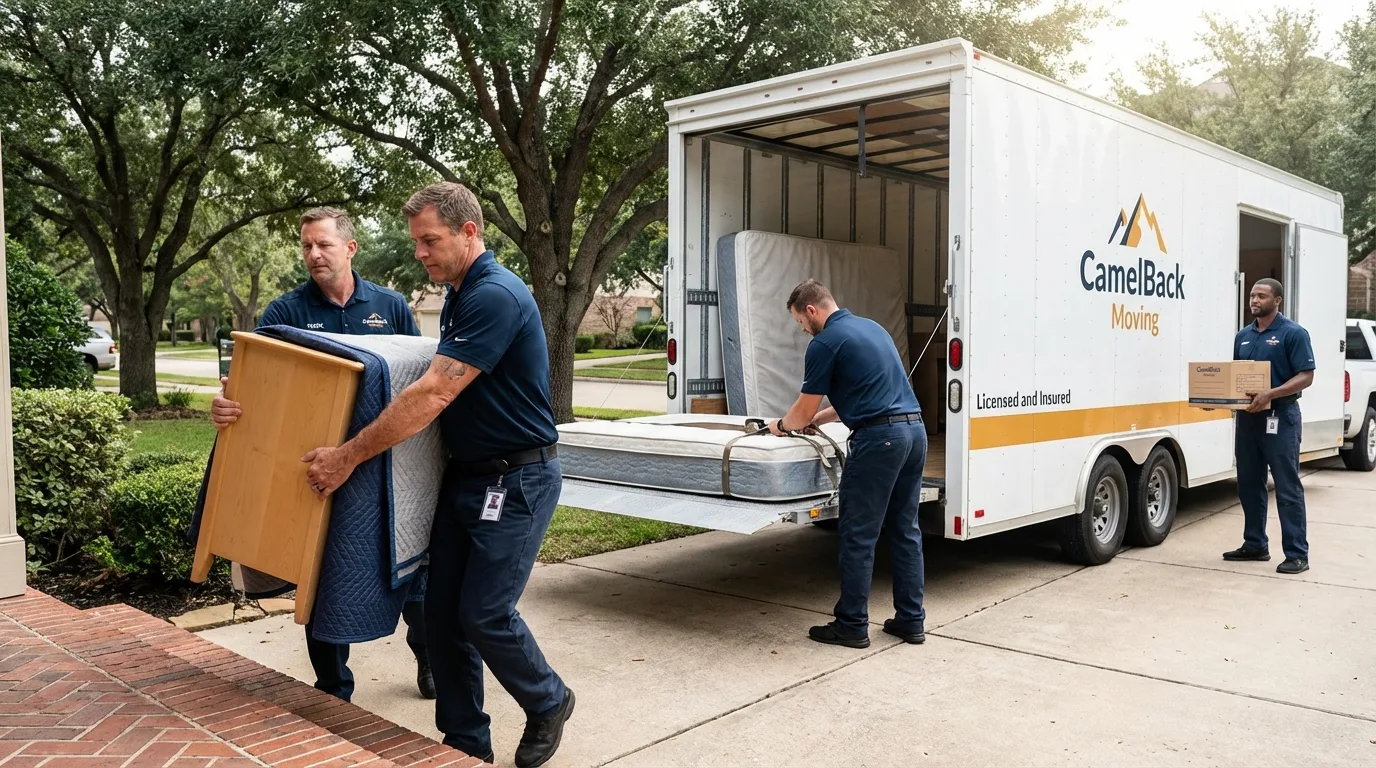 Crew loading residential truck for cross-state move from Rindge, NH