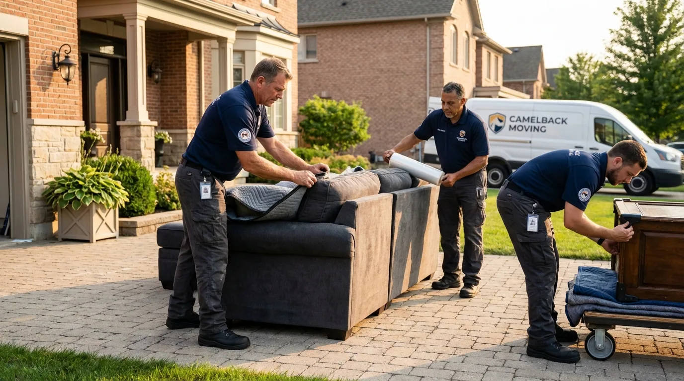 Large estate moving crew wrapping furniture in Rindge, NH